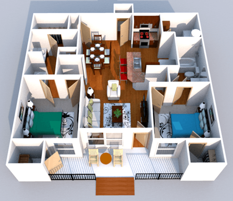 Floor plan for 2 beds, 2 baths, 1065 sqft